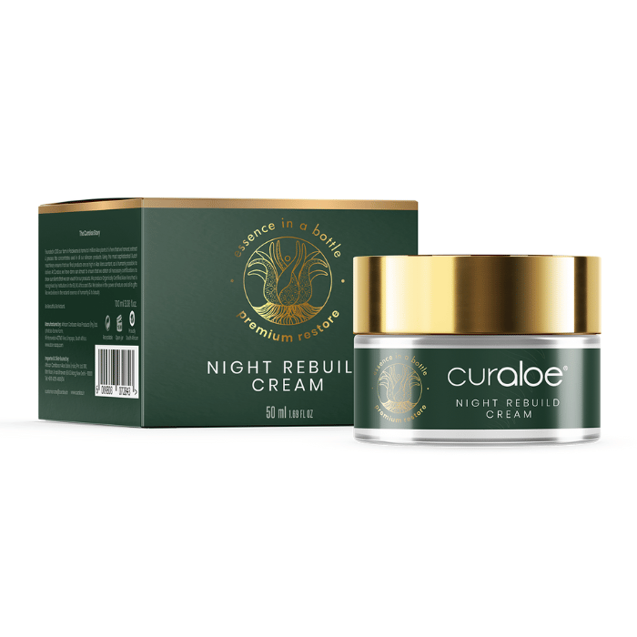 Curaloe Night Rebuild Cream - 49% Aloe Vera for anti-aging benefits