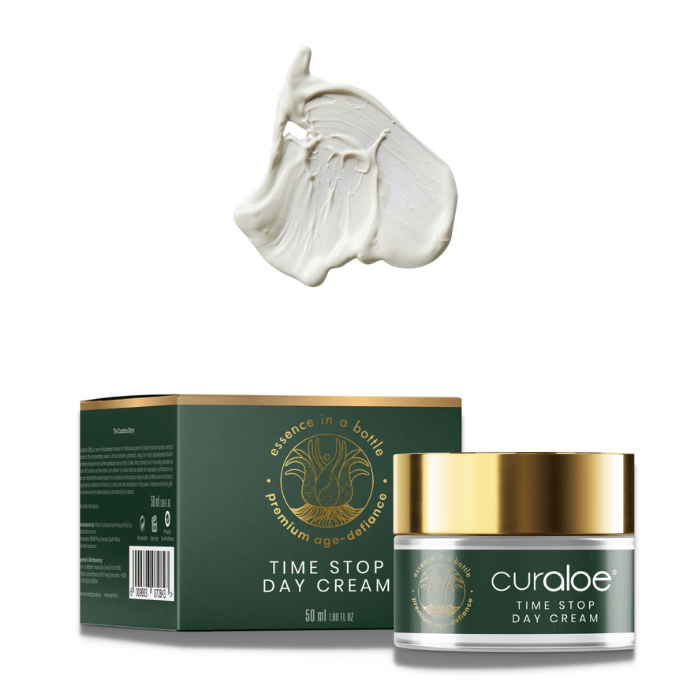 Jojoba oil in Curaloe Time Stop Day Cream helps to diminish signs of aging and maintain skin's youthful glow