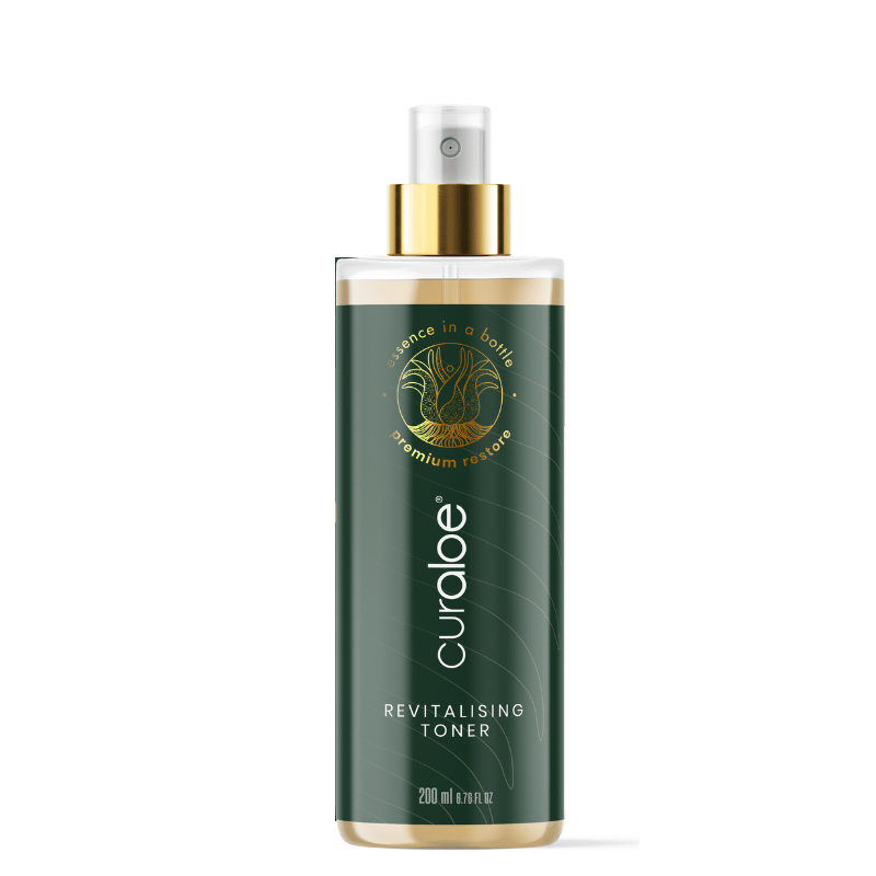 Curaloe Revitalising Toner for natural skincare, featuring Aloe Vera to hydrate and soothe your complexion